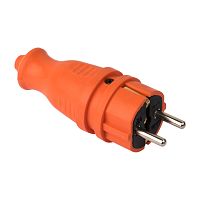 Вилка оранжевая каучуковая прямая 230В 2P+PE 16A IP44 PRO | код  RPS-011-16-230-44-ro | EKF